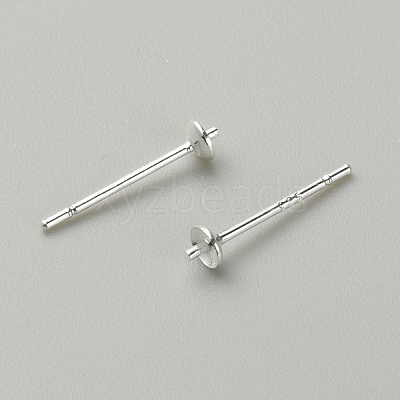 Brass Pearl Cup Stud Earring Findings LS-STER-WH0013-02-1