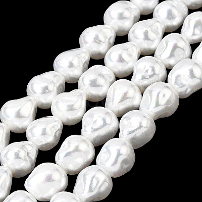 Electroplated Glass Shell Pearl Beads Strands BSHE-B009-D01-01-1
