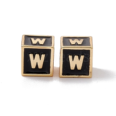 Rack Plating Brass Enamel Beads KK-B060-04G-01W-1