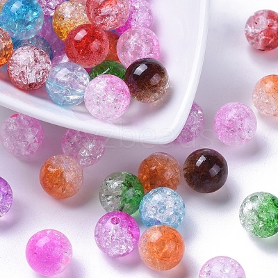 Two Tone Transparent Crackle Acrylic Beads CACR-R009-12mm-M-1