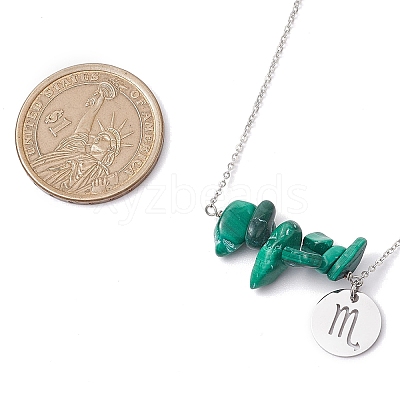 Natural Malachite Chip & Constellation Pendant Necklaces NJEW-JN05084-08-1