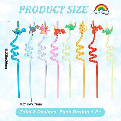 Wholesale Gorgecraft 8Pcs 8 Colors PET Spiral Drinking Straws 