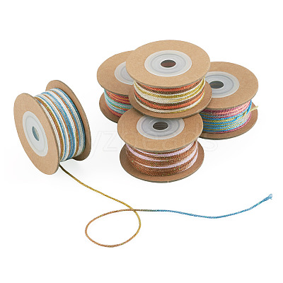 5 Rolls 5 Colors Segment Dyed Macrame Cotton Cord OCOR-TA0004-05B-1