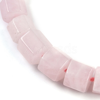 Natural Rose Quartz Hexagon Prism Graduated Beaded Necklaces for Women Men NJEW-K388-03R-1