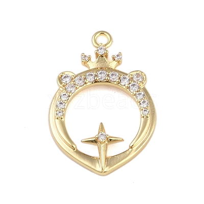 Brass Micro Pave Clear Cubic Zirconia Pendants FIND-B077-02G-07-1