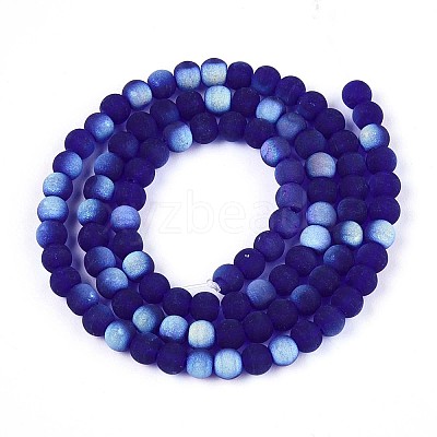 Frosted Transparent Glass Beads Strands GLAA-T032-T4mm-MBB15-1