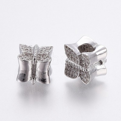 Brass Micro Pave Cubic Zirconia European Beads OPDL-P001-31-1