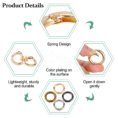 24Pcs 4 Colors Alloy Spring Gate Rings FIND-HS0001-26C-1