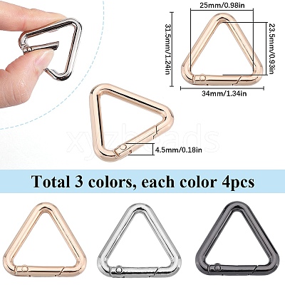 12Pcs 3 Colors Alloy Spring Gate Rings FIND-SC0010-19-1