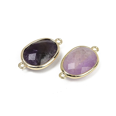 Natural Amethyst Faceted Connector Charms G-K347-11G-05-1