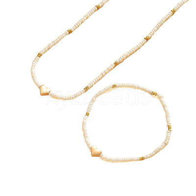 Glass & CCB Plastic Beaded Necklaces & Bracelets Sets FS-WGA4156-03-1