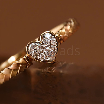 Heart 925 Sterling Silver Micro Pave Clear Cubic Zirconia Finger Rings FS-WGC3F33-03-1