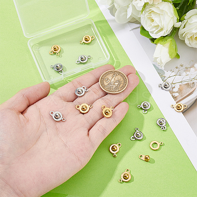 16 Sets 2 Colors 201 Stainless Steel Snap Clasps STAS-HY0001-90-1