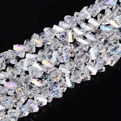 Electroplate Transparent Glass Beads Strands GLAA-N021-4mm-11-1