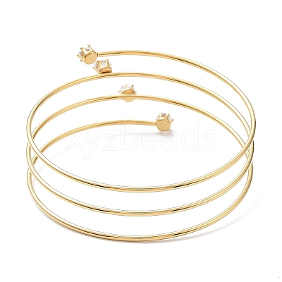 Ion Plating(IP) 304 Stainless Steel Triple Loops Wire Wrap Bangle BJEW-K227-02G-1