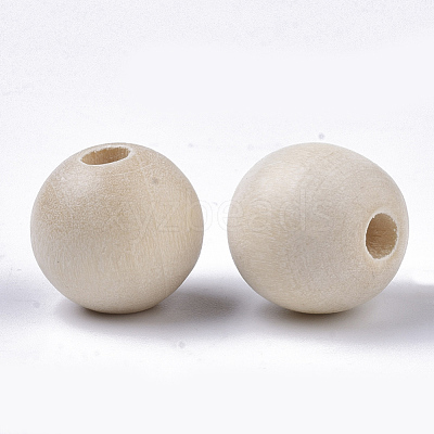 Unfinished Natural Wood Beads X-WOOD-S651-A14mm-LF-1