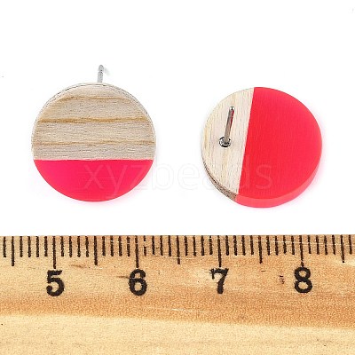 Resin & Wood Stud Earrings EJEW-N017-003A-1