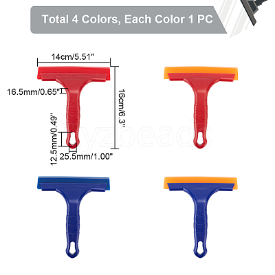 4Pcs 4 Colors PP Plastic Car Ice Scrapers AJEW-GL0001-38-1