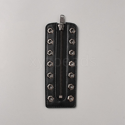 PU Leather Lace-in Boot Zipper Inserts DIY-WH0499-05A-01-1