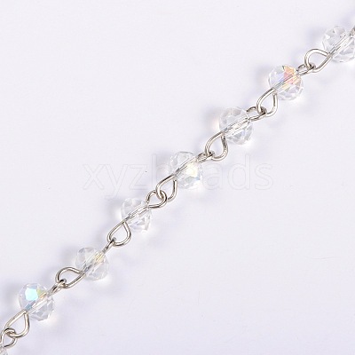 Handmade Rondelle Glass Beads Chains for Necklaces Bracelets Making AJEW-JB00038-04-1