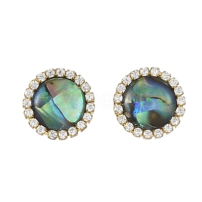 Paua Shell & Brass Stud Earrings for Women EJEW-JE07472-01-1