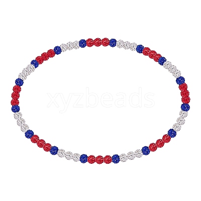 Polymer Clay Rhinestone Round Beaded Necklaces NJEW-SW00049-04-1