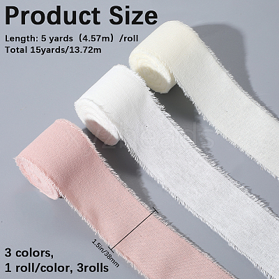3 Rolls 3 Colors Cotton Ribbon OCOR-GF0005-33A-1