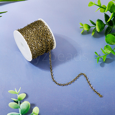 5M Brass Flat Oval Cable Chains CHC-TADJ0001-02AB-1