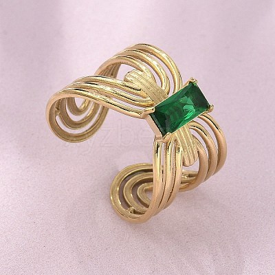 304 Stainless Steel Cuff Rings for Women RJEW-D302-03G-08-1