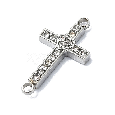 304 Stainless Steel Crystal Rhinestone Connector Charms STAS-Z065-02P-02-1