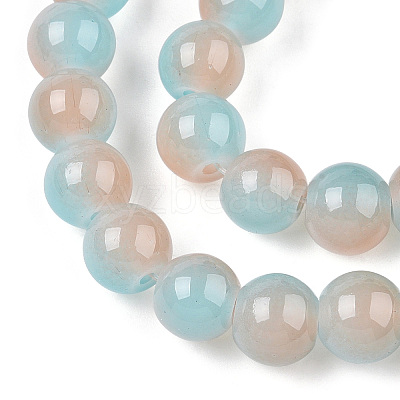 Baking Paint Imitation Jade Glass Round Bead Strands DGLA-N003-6mm-05-1