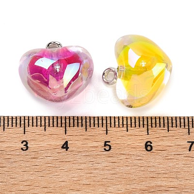 AB Color Resin Heart Pendants RESI-U002-06-1