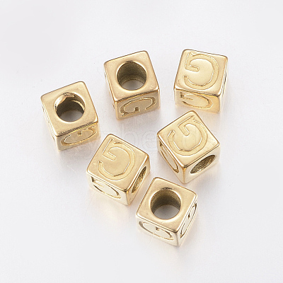 304 Stainless Steel Large Hole Letter European Beads STAS-H428-01G-G-1