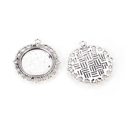 Zinc Alloy Pendant Settings for Cabochon & Rhinestone PALLOY-A15290-AS-LF-1