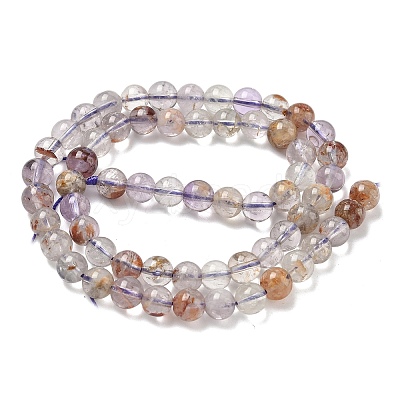 Natural Purple Phantom Quartz Purple Lodolite Quartz Beads Strands G-L644-D01-6mm-1