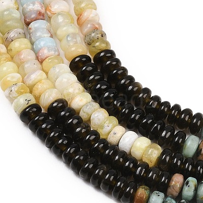 Natural African Turquoise(Jasper) & Unakite & Blue Spot Jasper & Crazy Agate & Yellow Opal & Ice Obsidian & Synthetic Shoushan Stone Beads Strands G-Z135-C07-2x4mm-1