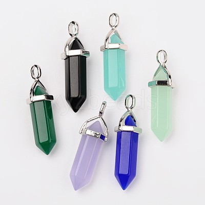 Bullet Imitation Jade Glass Pointed Pendants G-F295-01-1