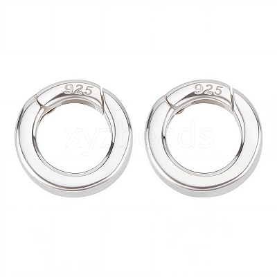 2Pcs 925 Sterling Silver Spring Gate Rings with 925 Stamp STER-SC0001-27-1