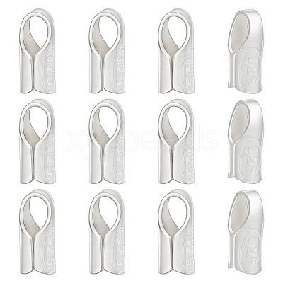 12Pcs Column Sterling Silver Cord Ends STER-BC0004-48B-1