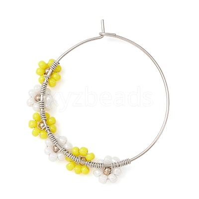 Flower Glass Seed Wine Glass Charms AJEW-JO00189-1