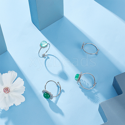4Pcs 4 Styles 304 Stainless Steel Open Cuff Ring Findings STAS-UN0049-03-1