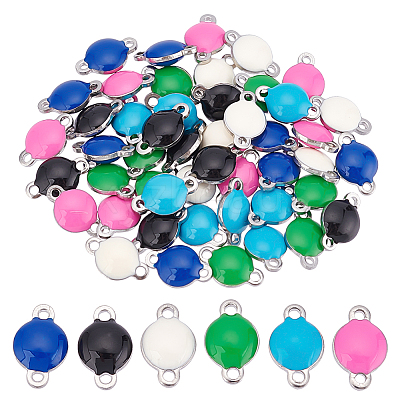 60Pcs 6 Colors 304 Stainless Steel Enamel Connector Charms STAS-DC0011-24-1