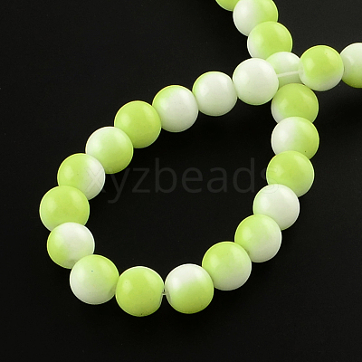 Two-Color Baking Paint Glass Bead Strands DGLA-R050-8mm-22-1