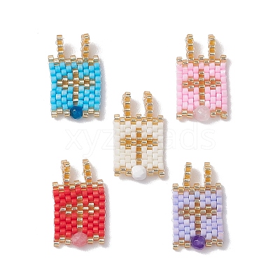 Glass Seed Beaded Pendants PALLOY-MZ00227-01-1