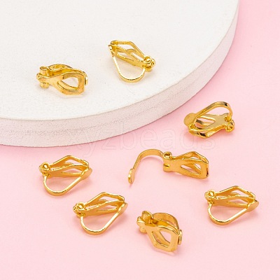 Brass Clip-on Earring Findings for Non-Pierced Ears X-EC110-G-1