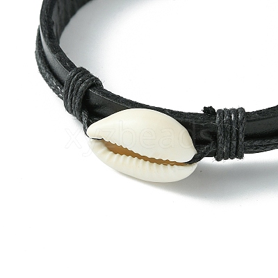 Adjustable Cowhide Leather Cord Braided Bracelets BJEW-JB04438-02-1