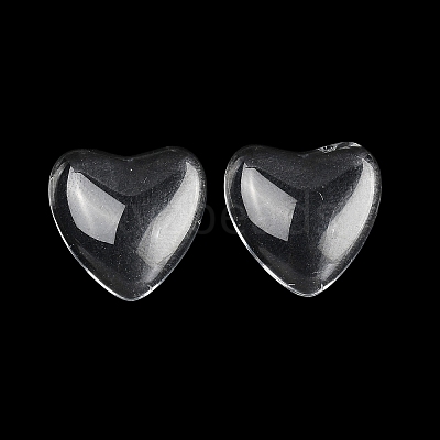 Transparent Glass Heart Cabochons GGLA-R021-16mm-1