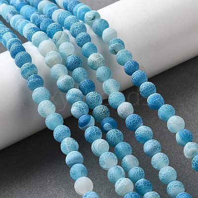 Natural & Dyed Crackle Agate Bead Strands G-T056-6mm-07-1