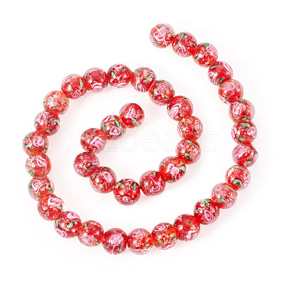 1 Strand Handmade Glod Sand Lampwork Beads Strands LAMP-TA0002-09C-1