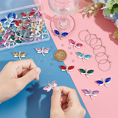 DIY Dragonfly Wine Glass Charms Making Kit DIY-UN0004-68-1